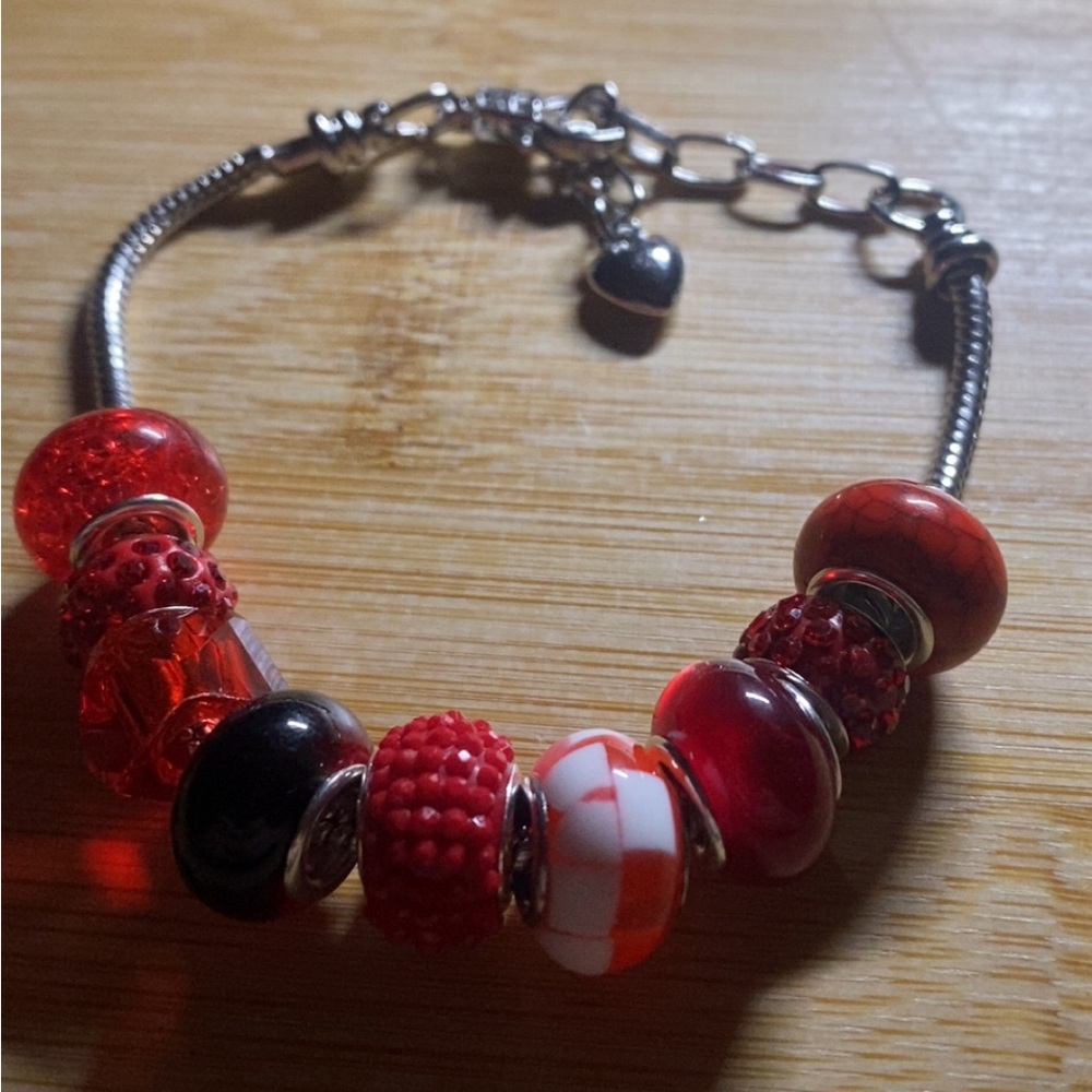 Elegant Red European Bead Bracelet